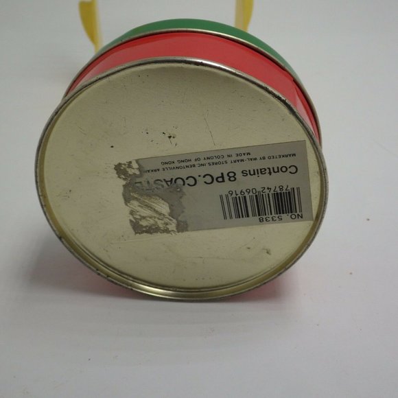 Christmas Tin Santa Mrs Claus Red Round Small - Picture 5 of 5